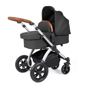 Ickle Bubba Stomp Luxe 2 in 1 Premium Pram - Silver/Charcoal Grey/Tan