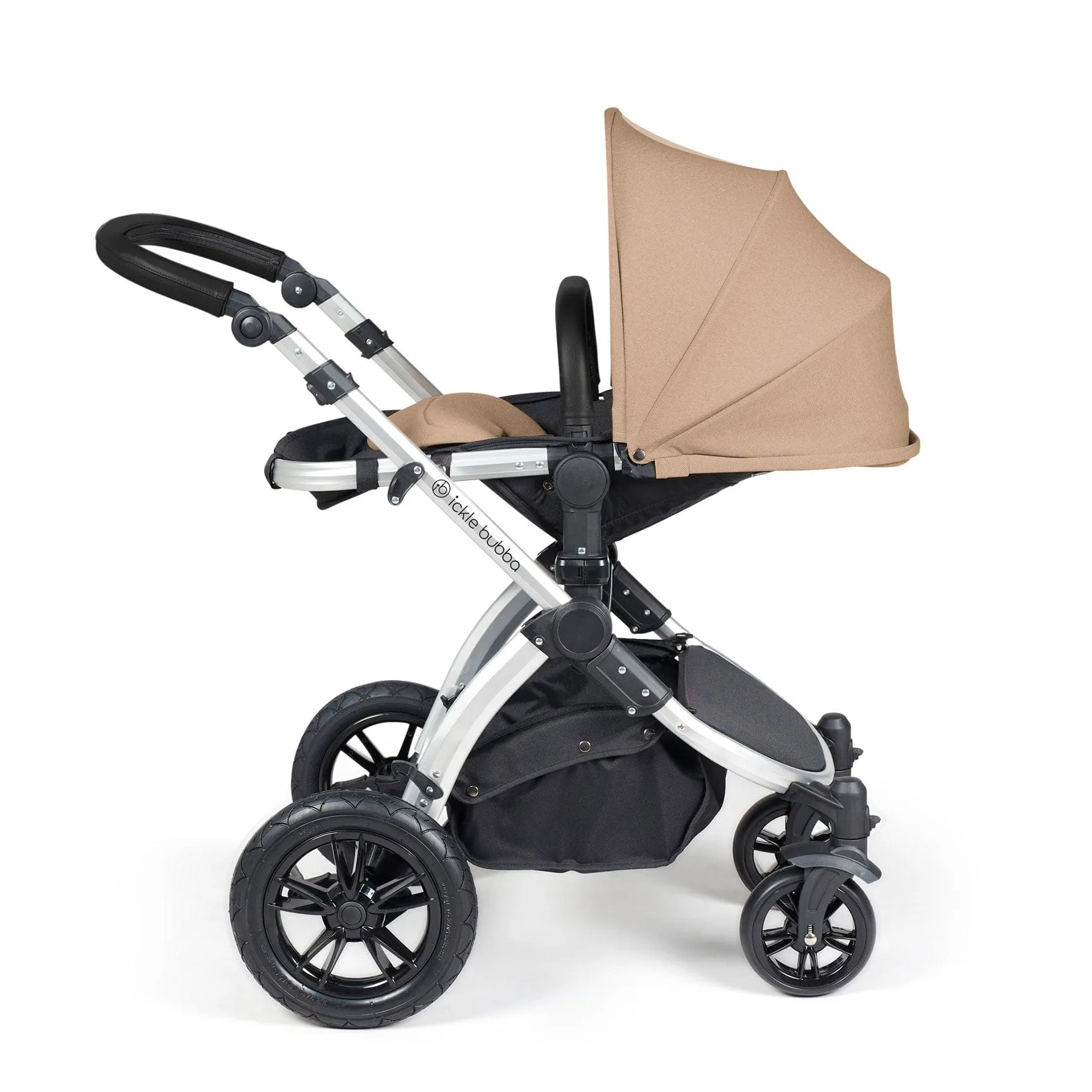Ickle Bubba Stomp Luxe 2 in 1 Premium Pram - Silver/Desert/Black