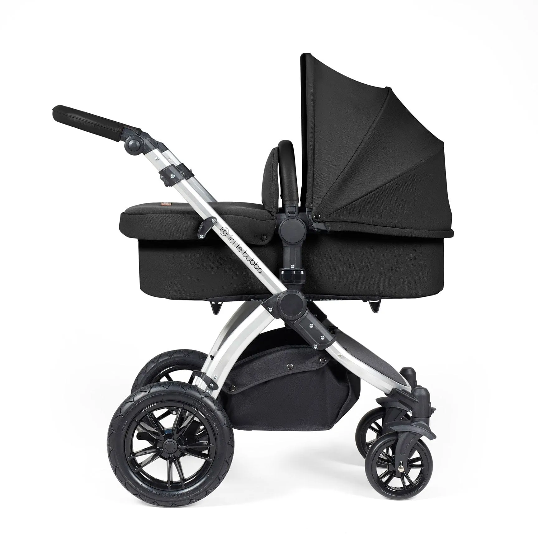 Ickle Bubba Stomp Luxe 2 in 1 Premium Pram - Silver/Midnight/Black