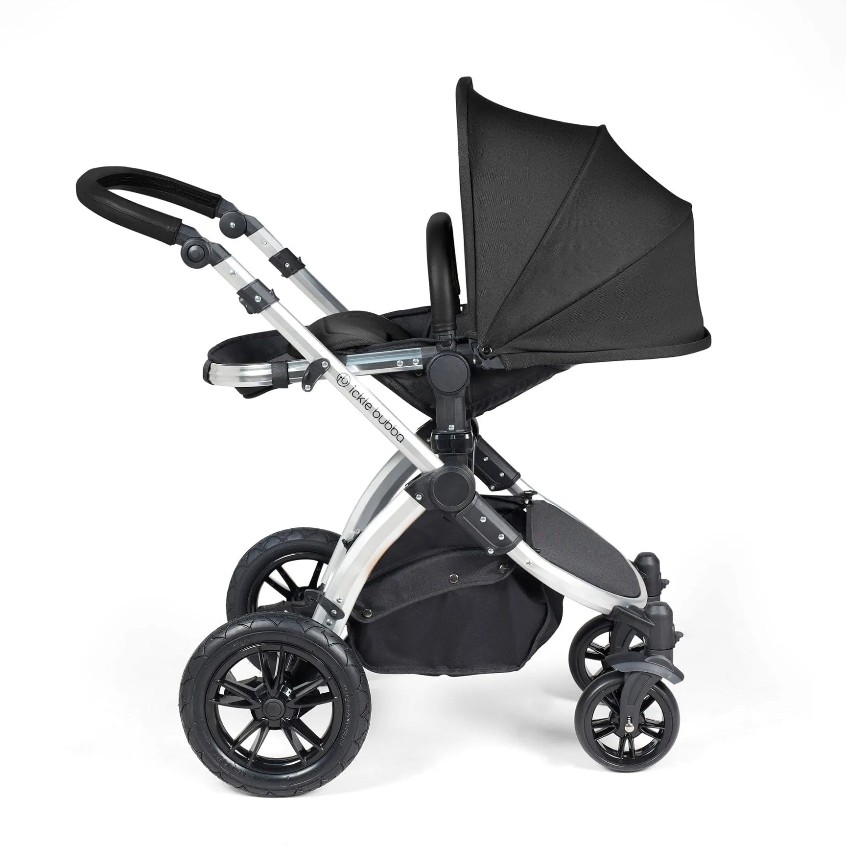 Ickle Bubba Stomp Luxe 2 in 1 Premium Pram - Silver/Midnight/Black