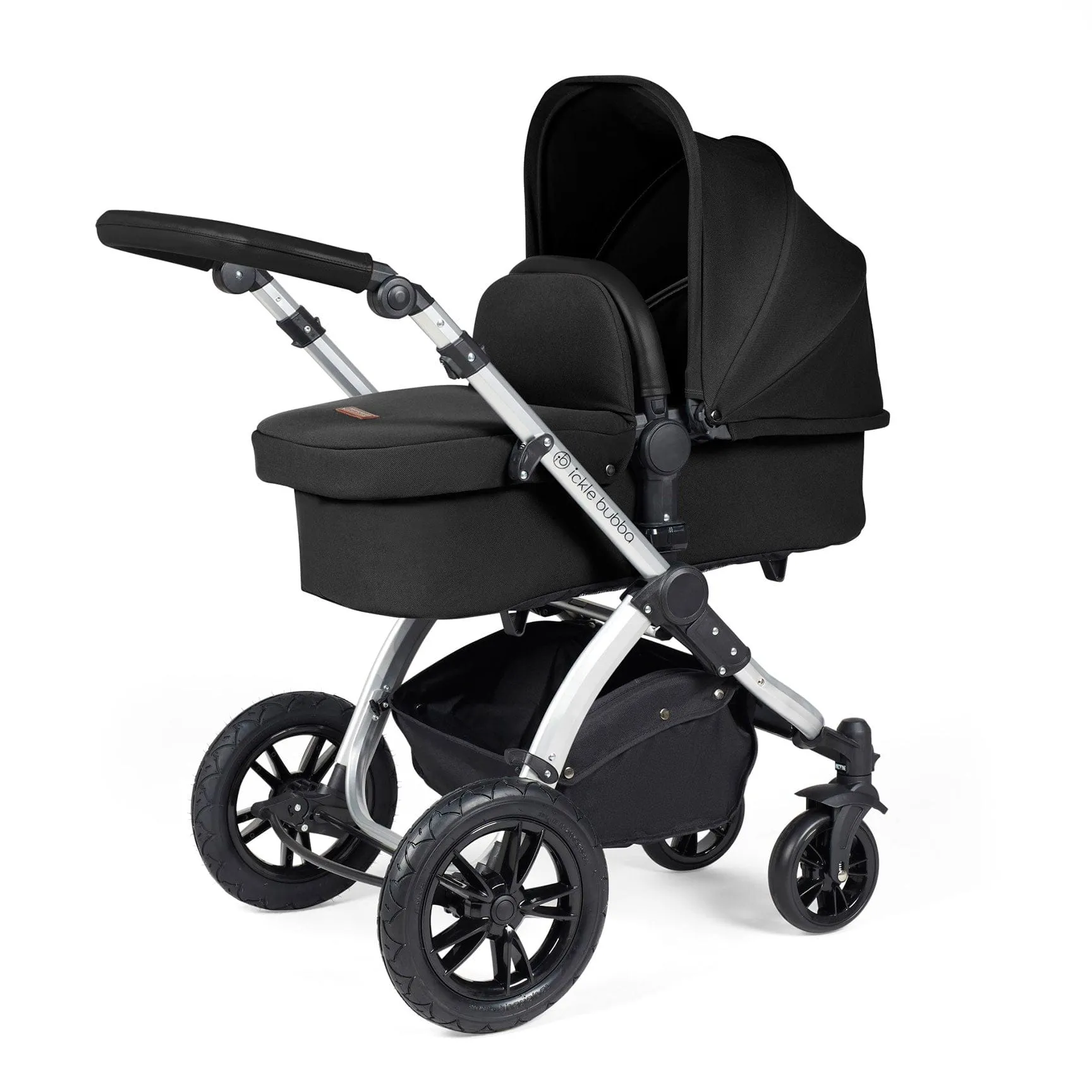 Ickle Bubba Stomp Luxe 2 in 1 Premium Pram - Silver/Midnight/Black