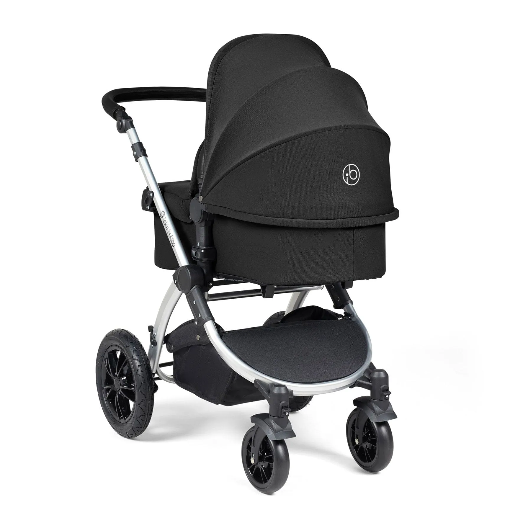 Ickle Bubba Stomp Luxe 2 in 1 Premium Pram - Silver/Midnight/Black