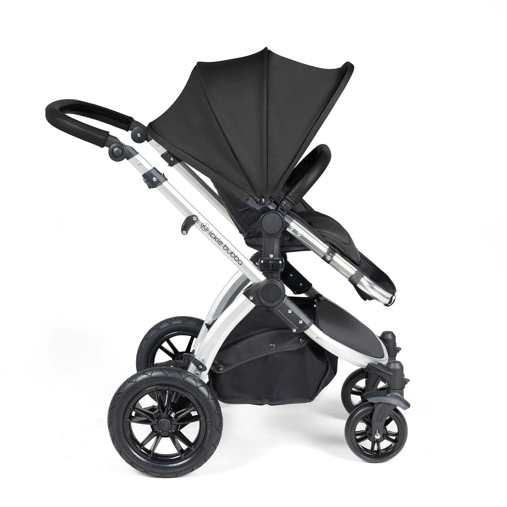 Ickle Bubba Stomp Luxe 2 in 1 Premium Pram - Silver/Midnight/Black