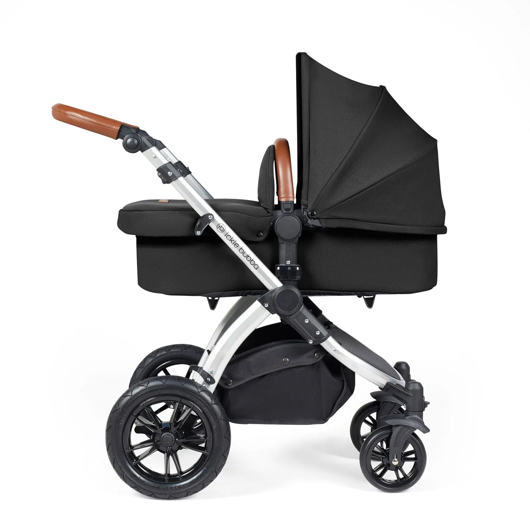 Ickle Bubba Stomp Luxe 2 in 1 Premium Pram - Silver/Midnight/Tan