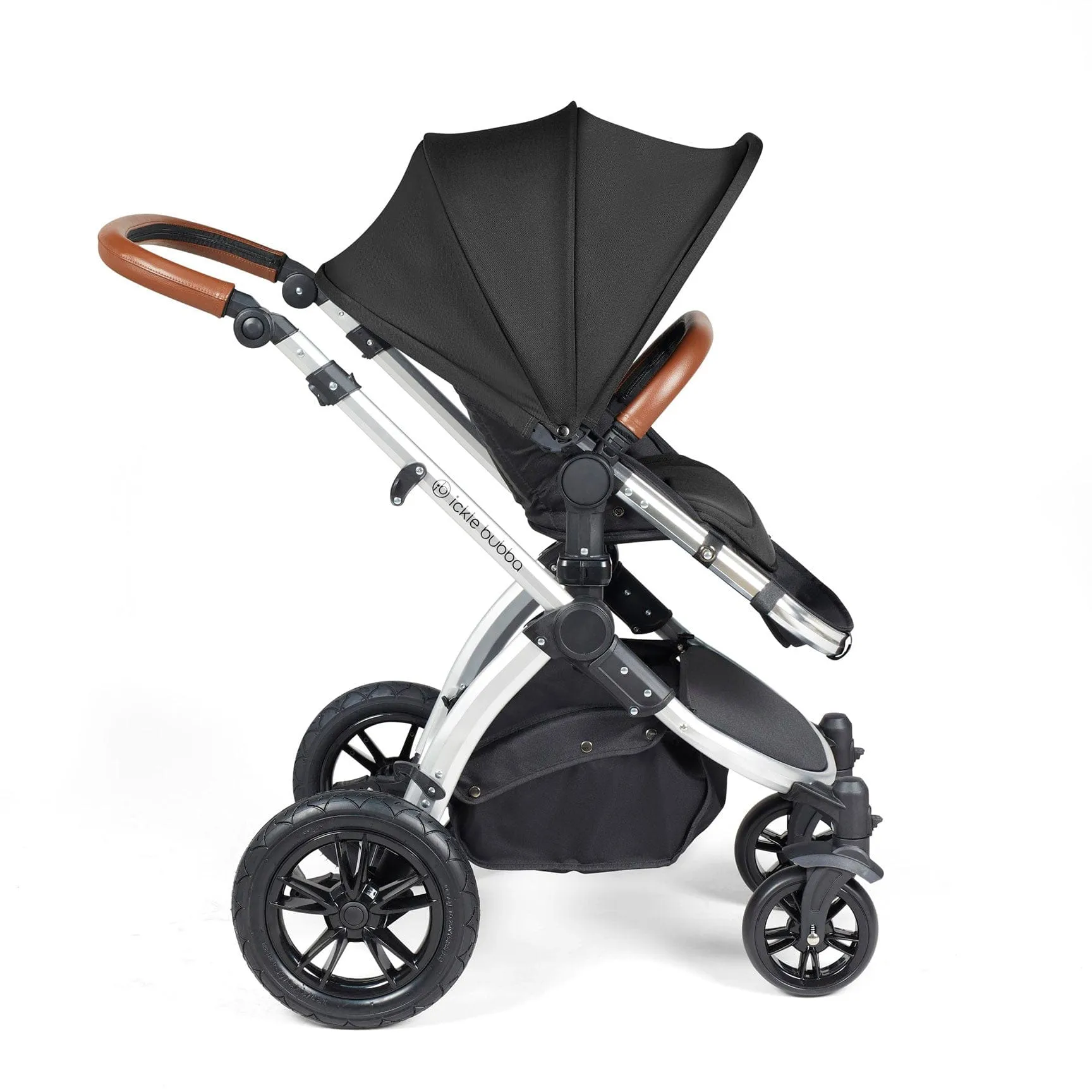 Ickle Bubba Stomp Luxe 2 in 1 Premium Pram - Silver/Midnight/Tan