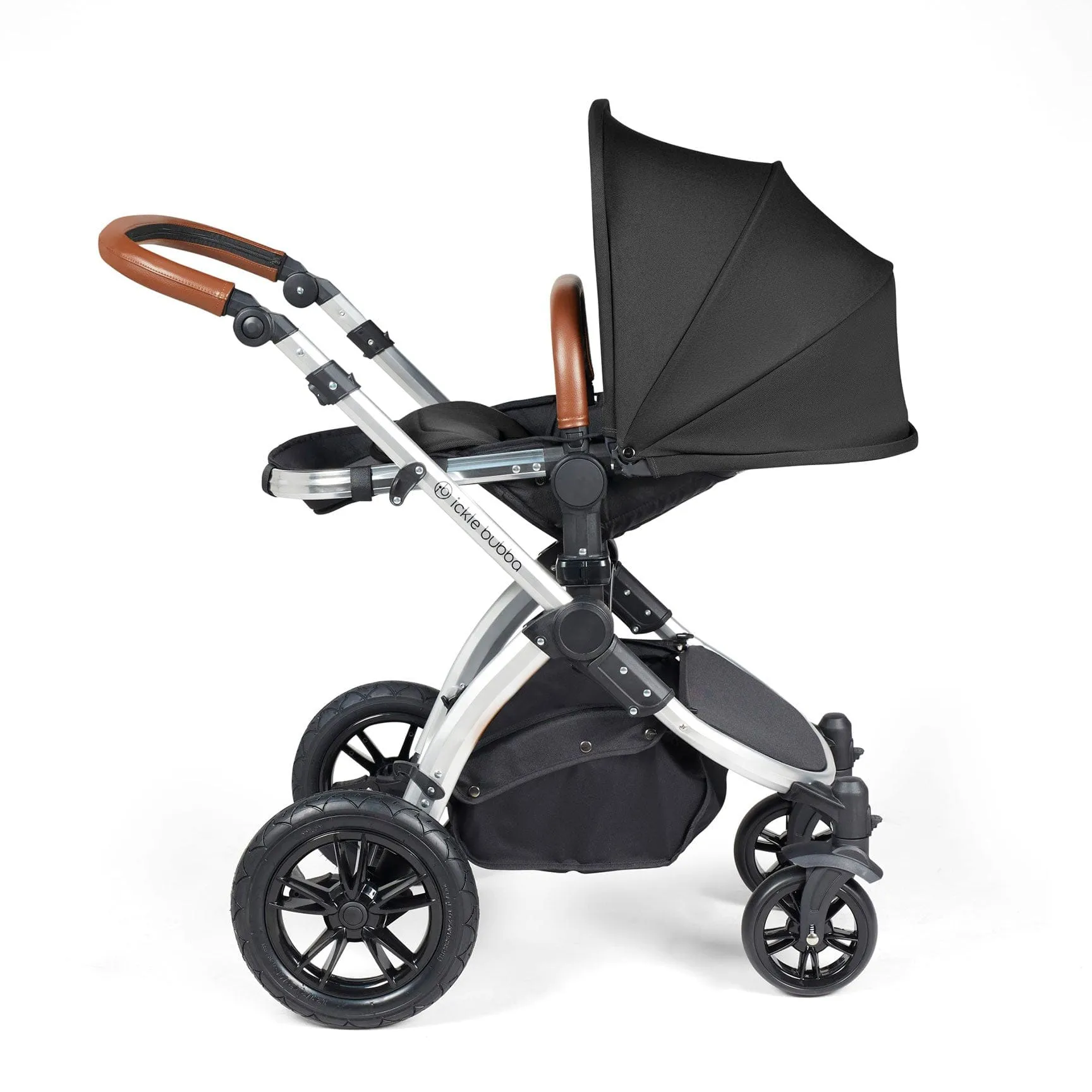 Ickle Bubba Stomp Luxe 2 in 1 Premium Pram - Silver/Midnight/Tan