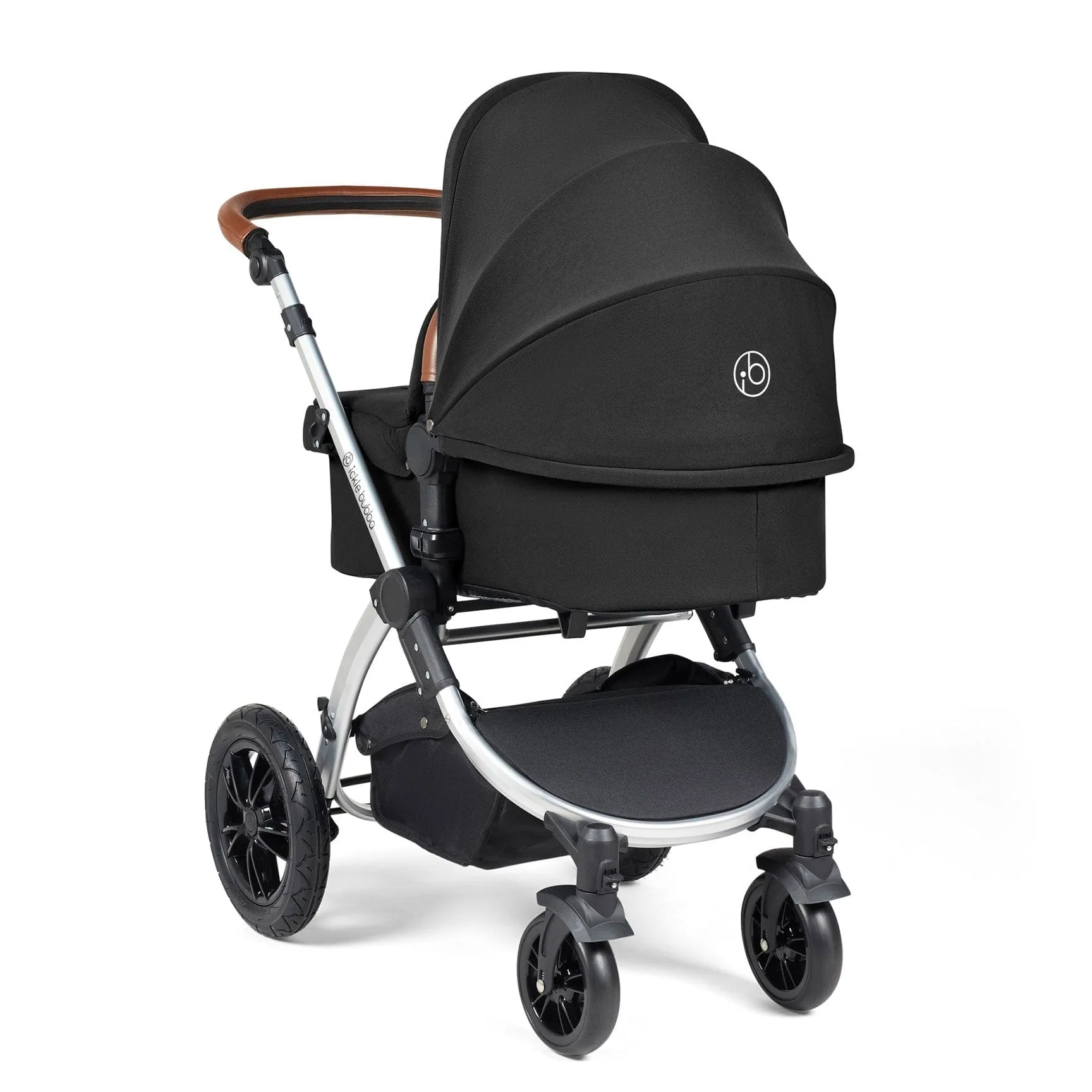 Ickle Bubba Stomp Luxe 2 in 1 Premium Pram - Silver/Midnight/Tan