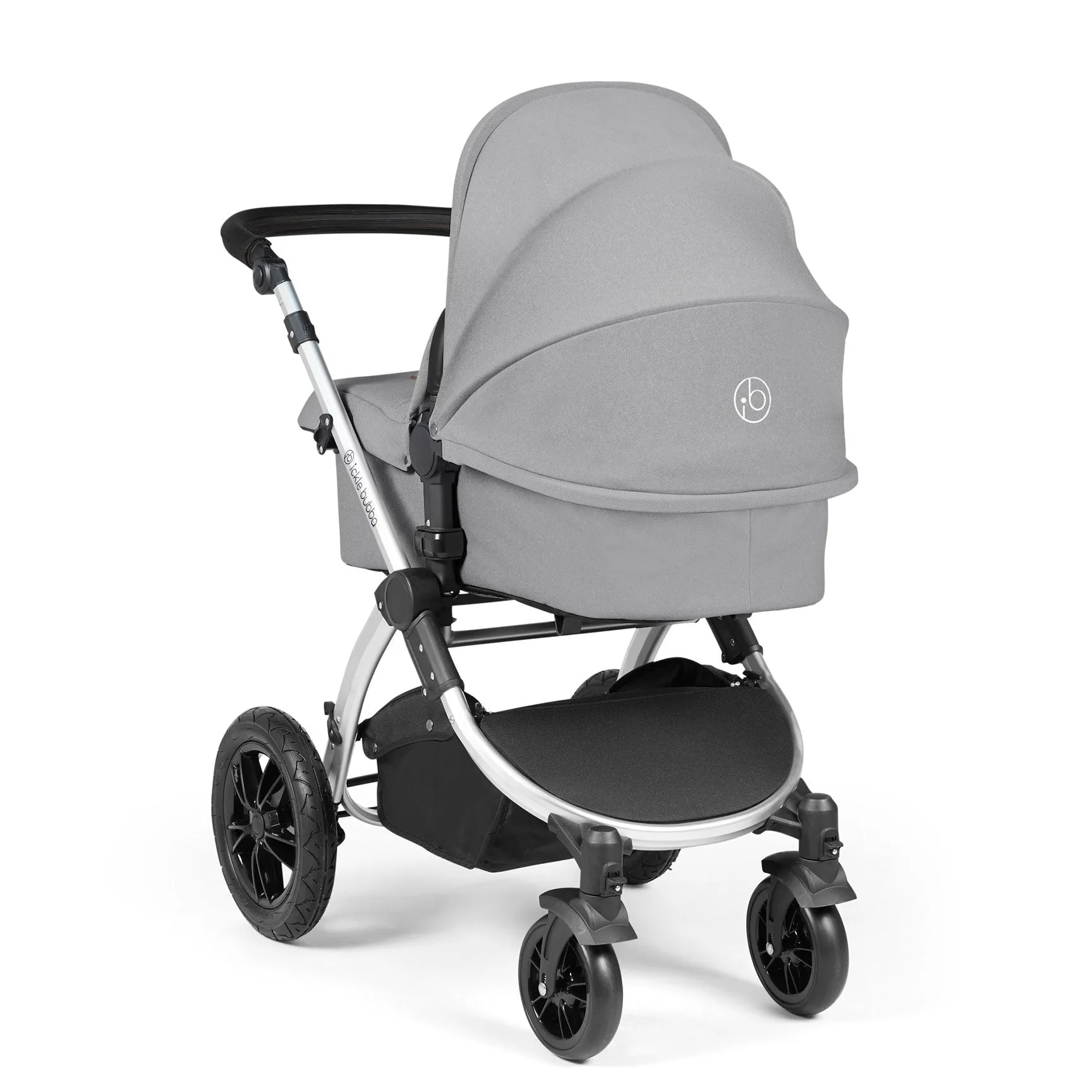 Ickle Bubba Stomp Luxe 2 in 1 Premium Pram - Silver/Pearl Grey/Black