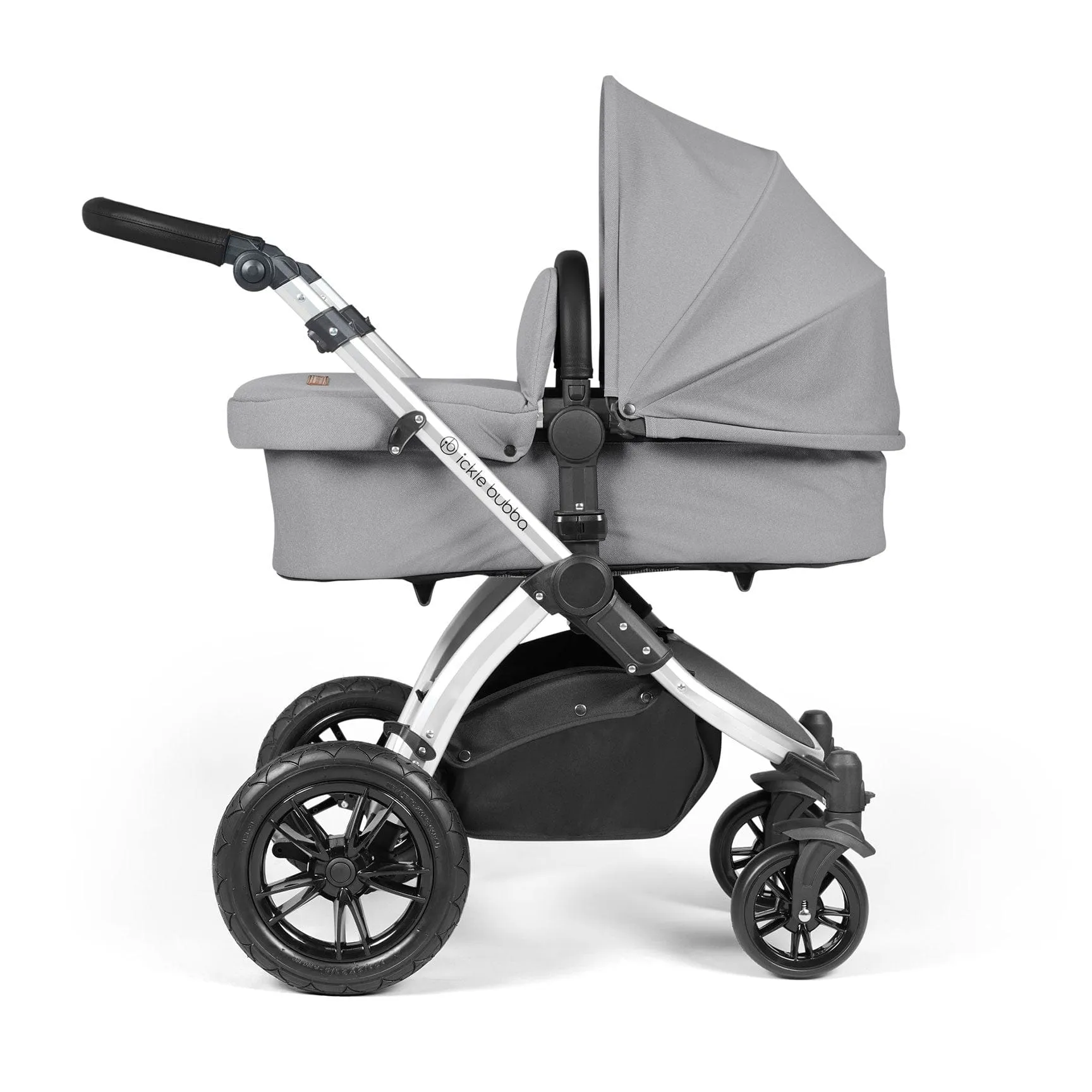Ickle Bubba Stomp Luxe 2 in 1 Premium Pram - Silver/Pearl Grey/Black