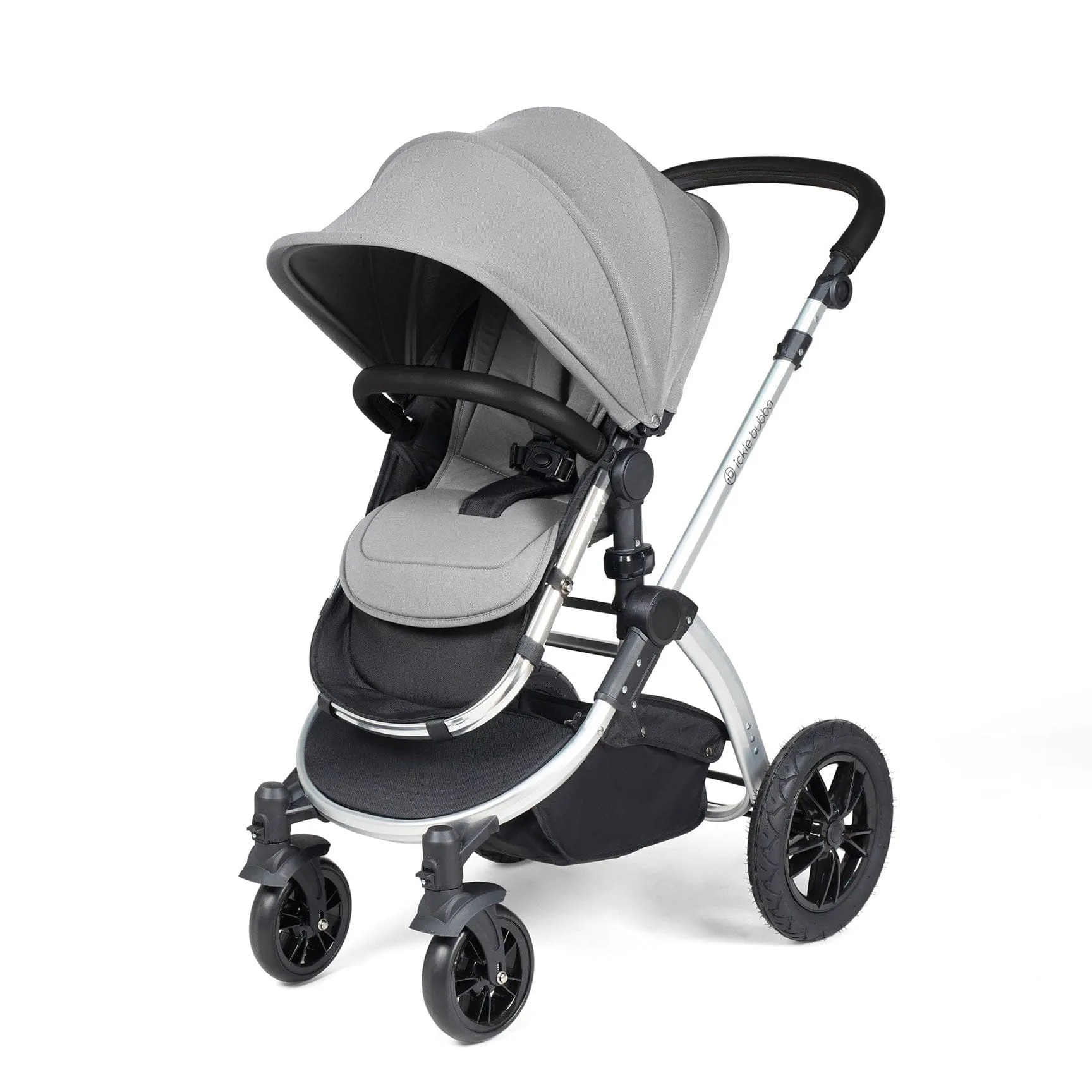 Ickle Bubba Stomp Luxe 2 in 1 Premium Pram - Silver/Pearl Grey/Black