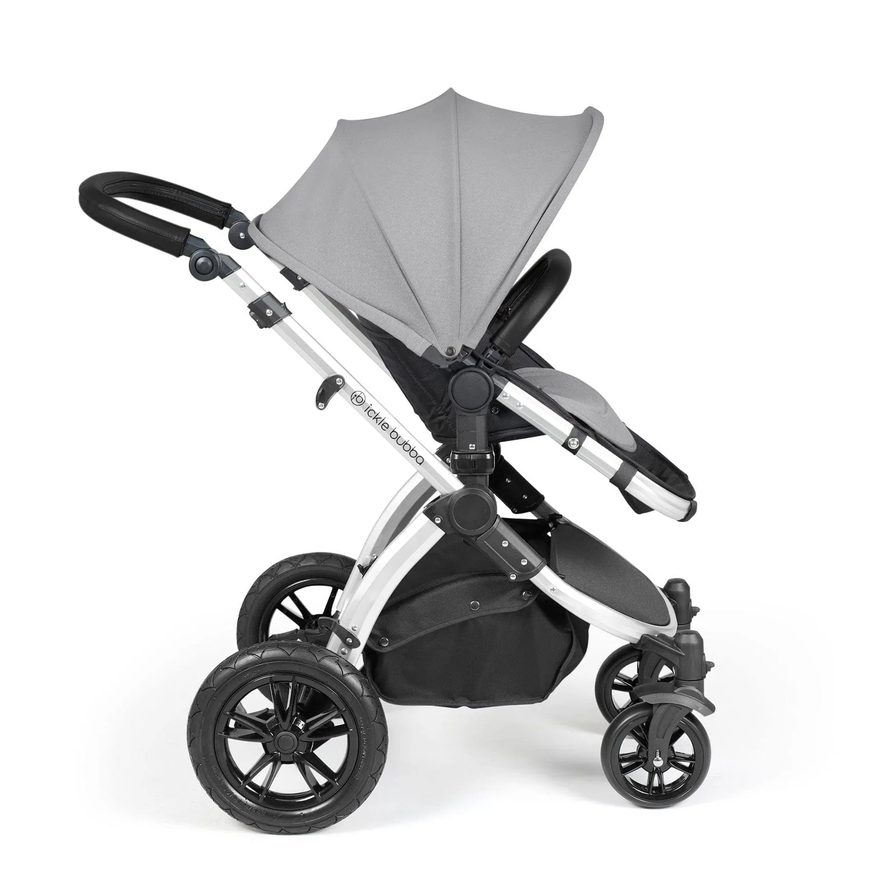 Ickle Bubba Stomp Luxe 2 in 1 Premium Pram - Silver/Pearl Grey/Black