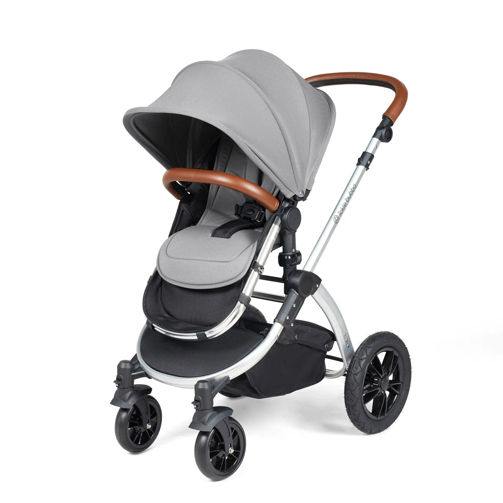 Ickle Bubba Stomp Luxe 2 in 1 Premium Pram - Silver/Pearl Grey/Tan