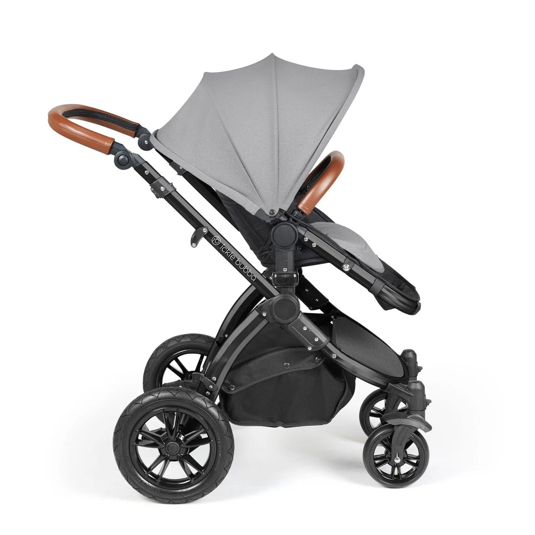 Ickle Bubba Stomp Luxe 2-in-1 Premium Pushchair in Black/Pearl Grey/Tan