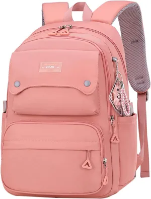 JiaYou Teen Girls Casual Backpack High Middle School Daypack Women Daily Travel Laptop Bag (1# Pink, 26 Liters)