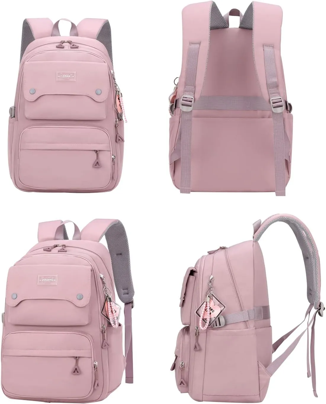 JiaYou Teen Girls Casual Backpack High Middle School Daypack Women Daily Travel Laptop Bag (1# Pink, 26 Liters)