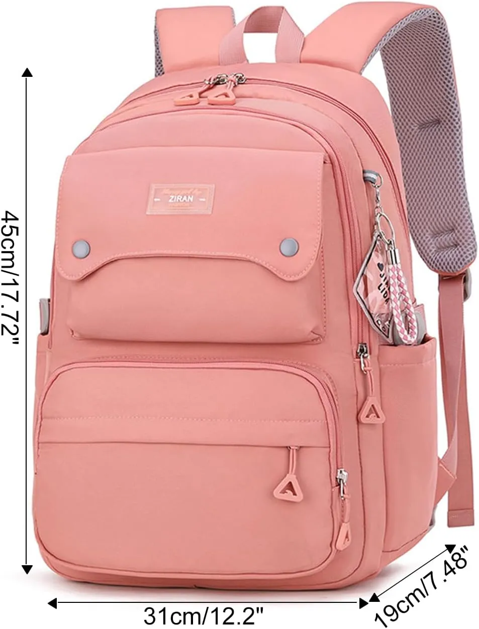 JiaYou Teen Girls Casual Backpack High Middle School Daypack Women Daily Travel Laptop Bag (1# Pink, 26 Liters)