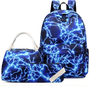 Joyfulife Starry Blue Kids Backpack for School Boys Girls Primary Backpack Lightning Bookbags Travel Laptop Backpack Daypacks