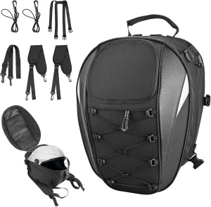 Justech Motorcycle Backpack, Waterproof Helmet Bag, 38L Large Capacity Luggage Tail Bag, 900D Fabric Rack Rucksack for Motorbike Cycling