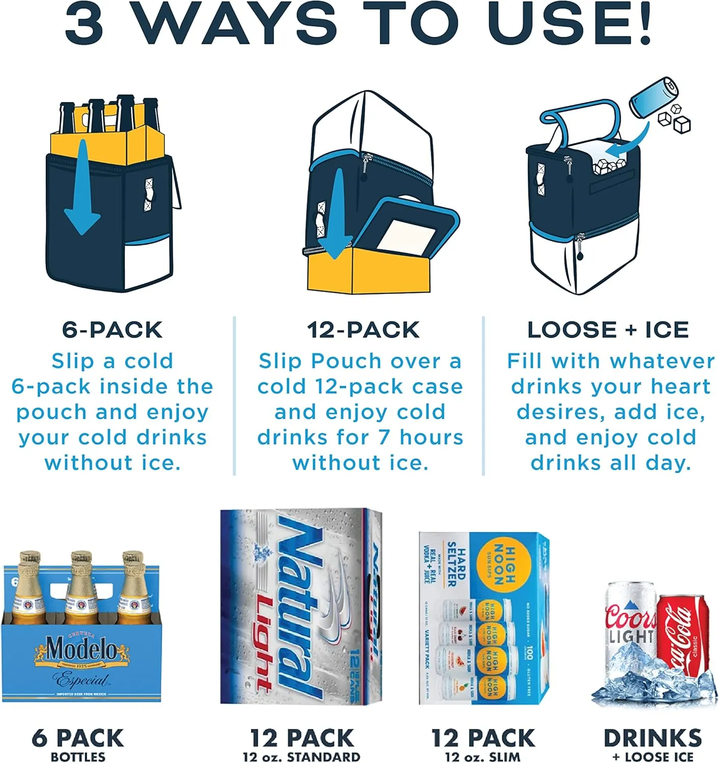 Kanga Insulated Cooler Bag - Soft Cooler Bag - 6 or 12 Can Beer and Seltzer Drink Cooler - Insulated Leak Proof and Durability Tested - Kanga Pouch Cooler