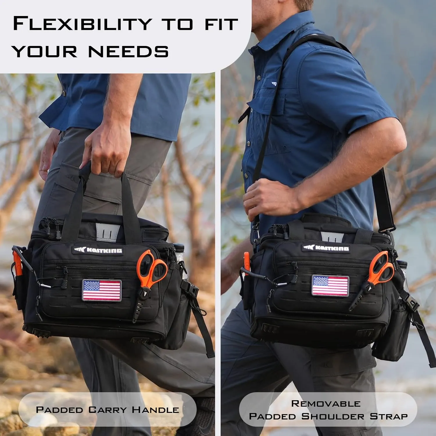 KastKing Fishing Tackle Bags - Saltwater & Freshwater Fishing Bags - Water Resistant, Padded Shoulder Strap - Gear Storage