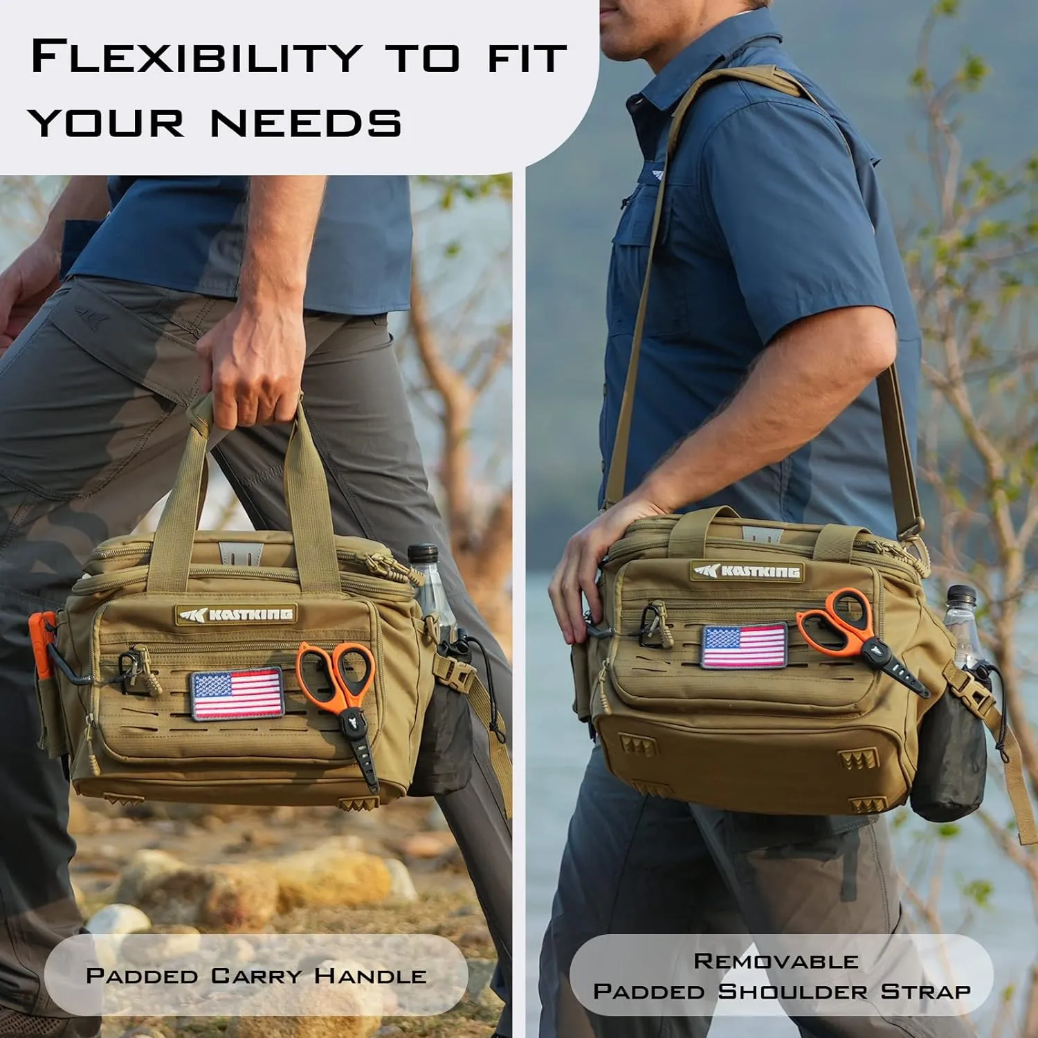 KastKing Fishing Tackle Bags - Saltwater & Freshwater Fishing Bags - Water Resistant, Padded Shoulder Strap - Gear Storage