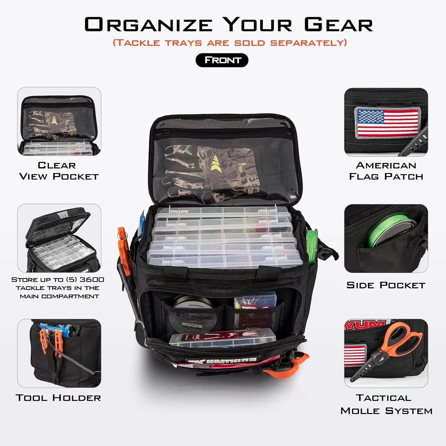 KastKing Fishing Tackle Bags - Saltwater & Freshwater Fishing Bags - Water Resistant, Padded Shoulder Strap - Gear Storage
