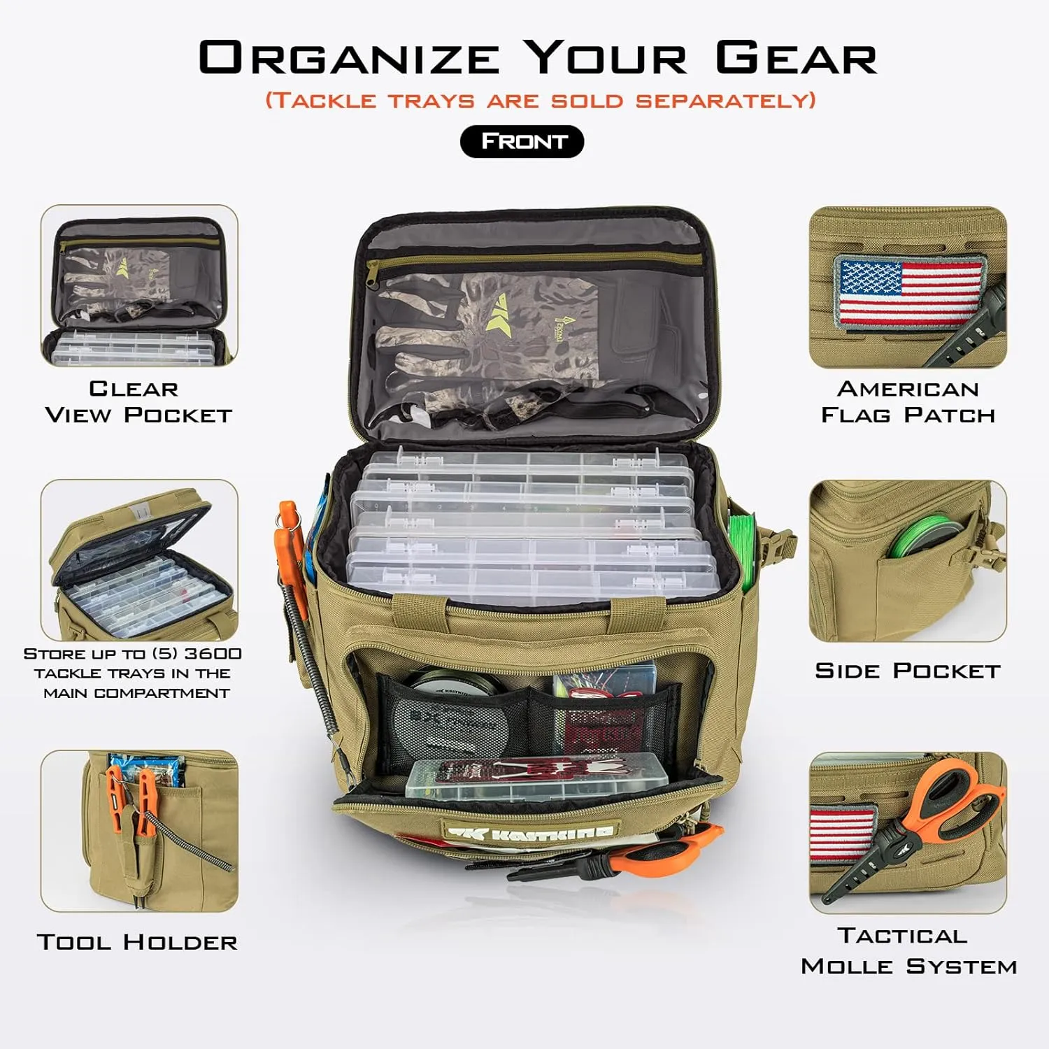 KastKing Fishing Tackle Bags - Saltwater & Freshwater Fishing Bags - Water Resistant, Padded Shoulder Strap - Gear Storage