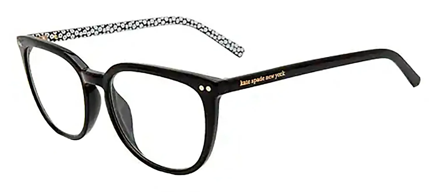 Kate Spade KS Albi 807 Square Plastic Black Readers with Clear Blue Block Lens