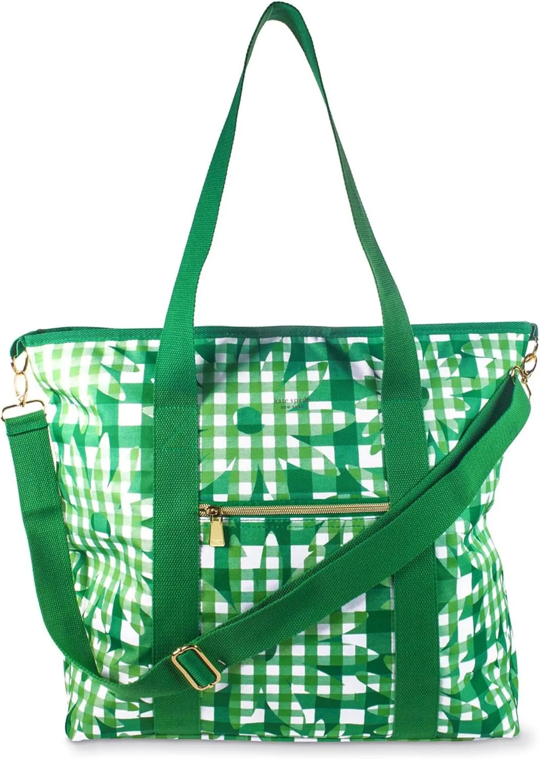 kate spade new york Large Capacity Insulated Cooler Tote Bag, Soft Sided Portable Beach Cooler for Women with Shoulder Strap and Top Straps, Daisy Gingham
