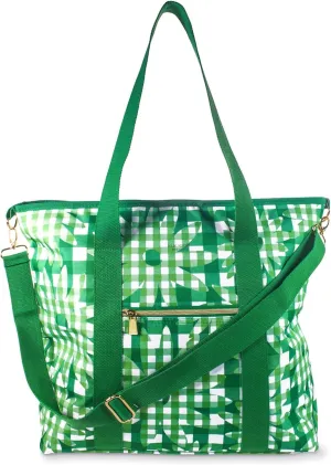 kate spade new york Large Capacity Insulated Cooler Tote Bag, Soft Sided Portable Beach Cooler for Women with Shoulder Strap and Top Straps, Daisy Gingham
