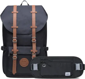 KAUKKO Laptop Outdoor Backpack, Traveling Rucksack Fits 15.6 Inch Laptop [5-11-BLACK2PC]