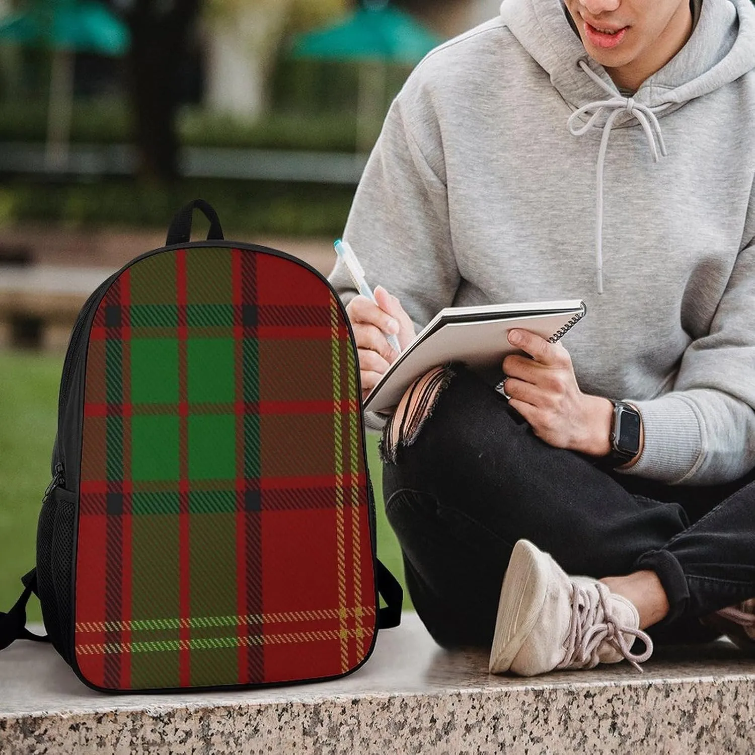 Kirk Clan Family Tartan Backpack Lightweight Waterproof Backpacks Laptop Backpack for Unisex Casual Travel Daypacks Large Capacity