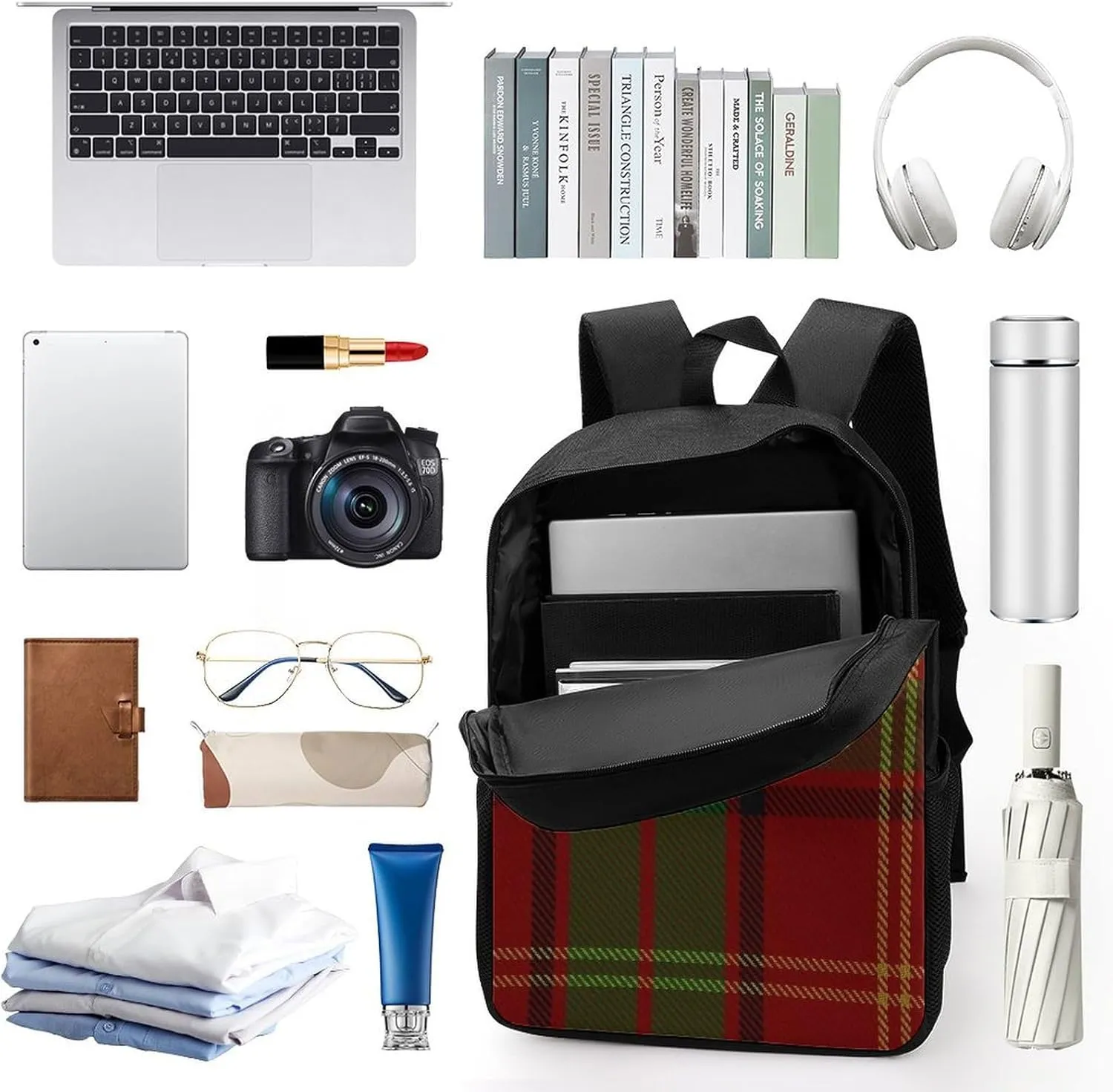 Kirk Clan Family Tartan Backpack Lightweight Waterproof Backpacks Laptop Backpack for Unisex Casual Travel Daypacks Large Capacity
