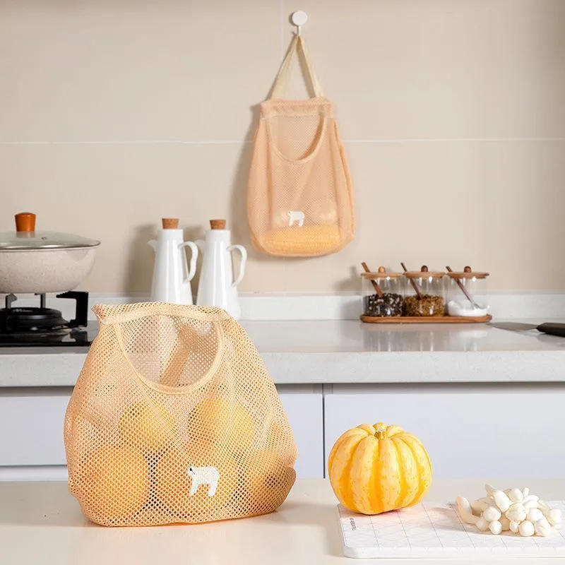 Kitchen Storage Mesh Bag 1PC 3Colours Polyester