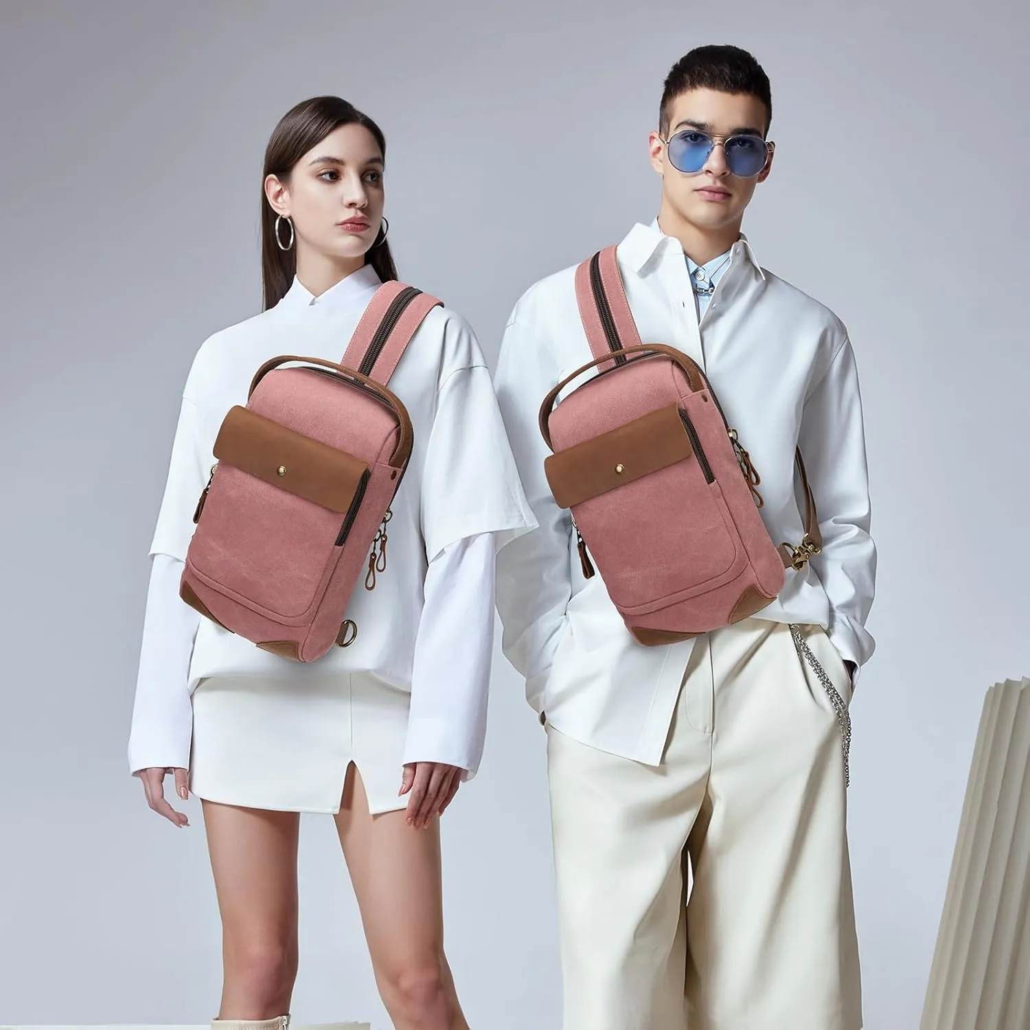 KL928 Canvas Sling Bag Crossbody Backpack Sling Backpack Shoulder Bag Casual Daypacks for Men Women