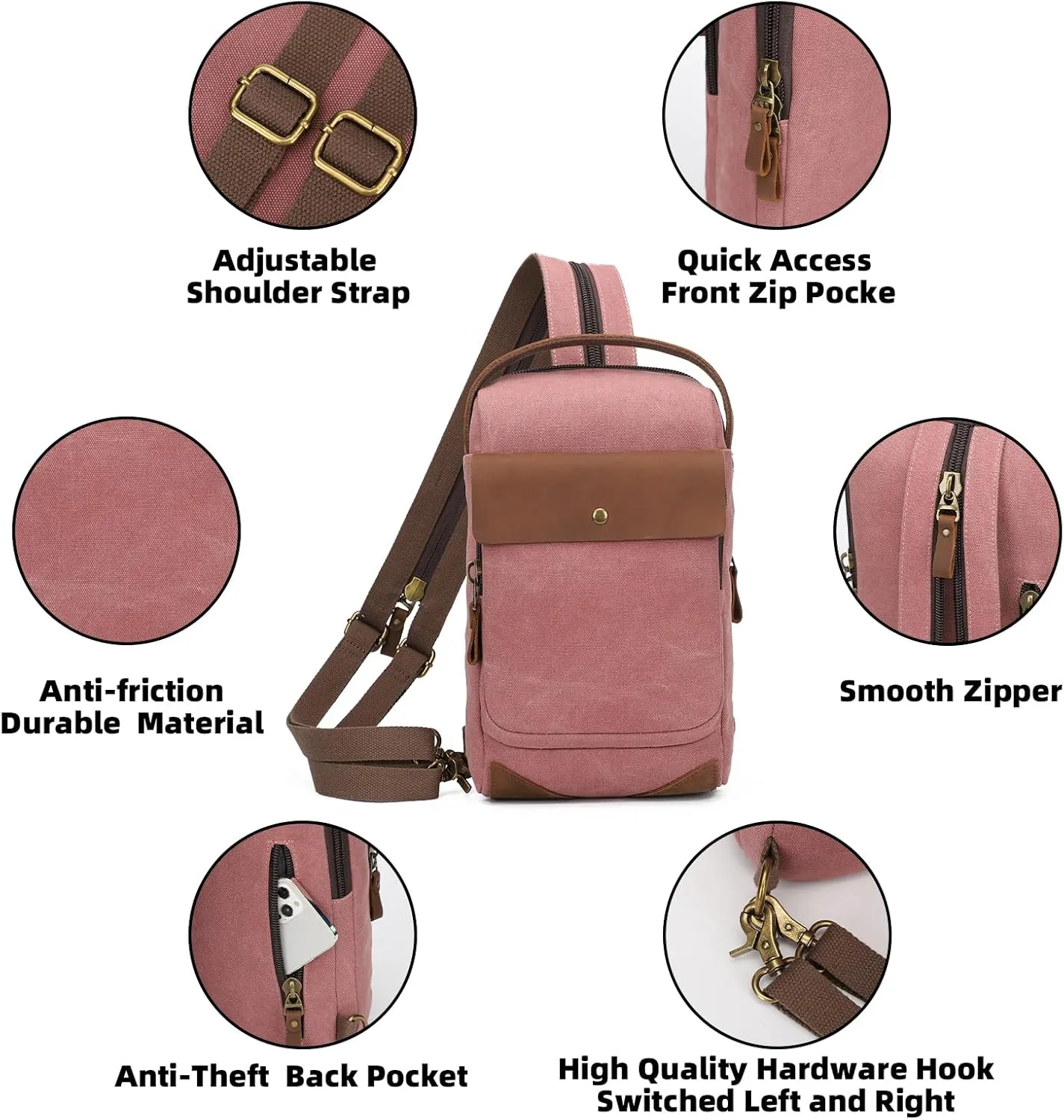 KL928 Canvas Sling Bag Crossbody Backpack Sling Backpack Shoulder Bag Casual Daypacks for Men Women