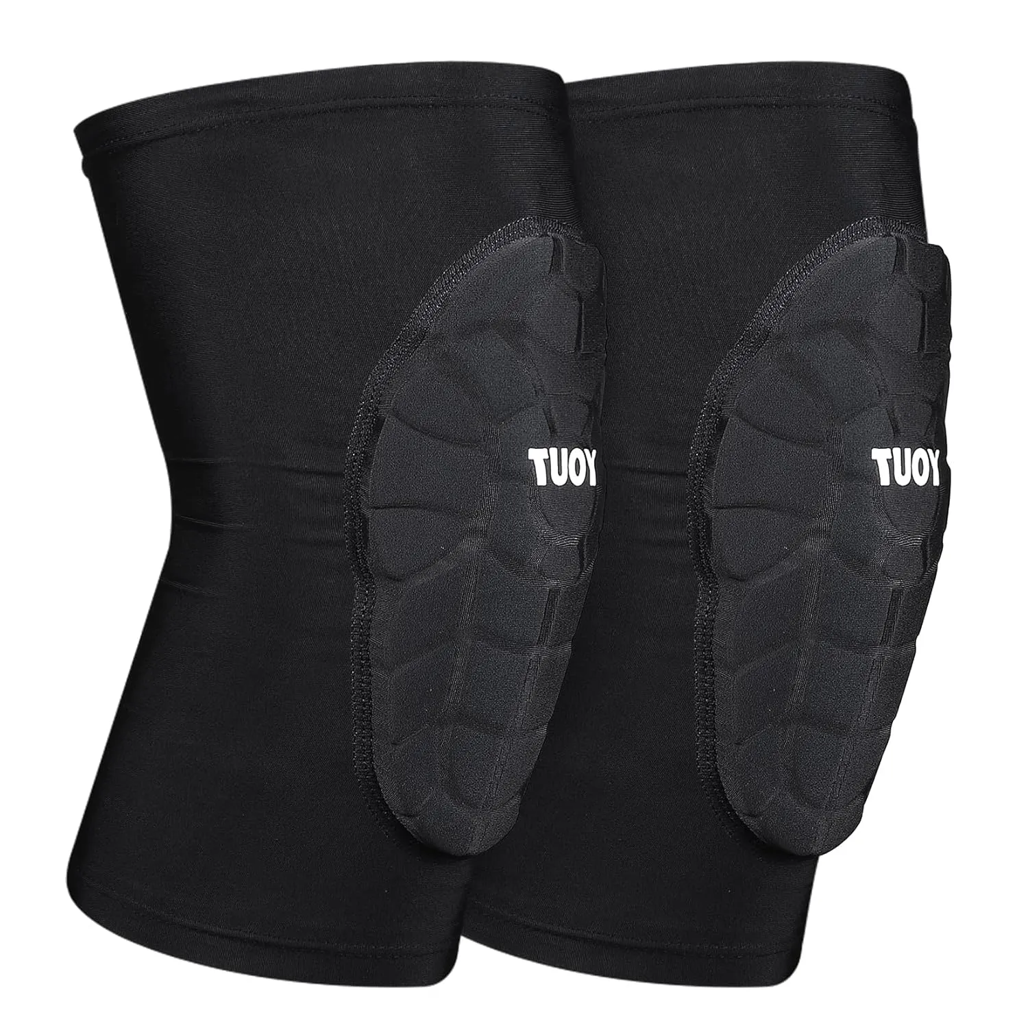 Knee Pads Football Compression Padded Leg Sleeve Knee Protection Pads For Basketball Baseball Volleyball Cycling Wrestling - Adult & Youth Size (Black 1 Pair)
