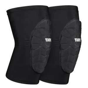 Knee Pads Football Compression Padded Leg Sleeve Knee Protection Pads For Basketball Baseball Volleyball Cycling Wrestling - Adult & Youth Size (Black 1 Pair)