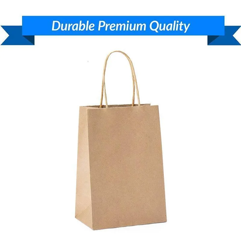 Kraft Carry Craft Paper Bags 50PCS 5Sizes Brown