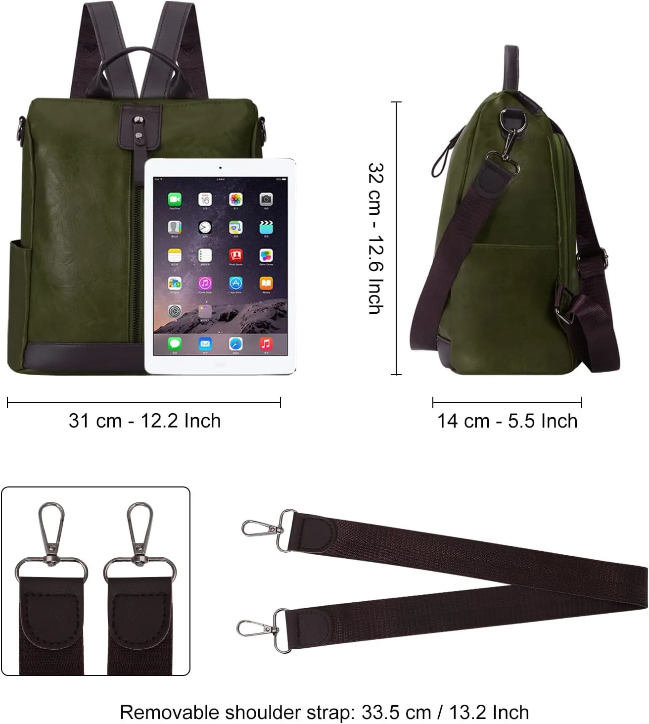 Ladies Anti-Theft Leather Backpack Women Vintage Shoulder Bag Travel Rucksack Womens Casual Daypacks Working Bags Multi Pocket Soft Leather Lightweight 20L