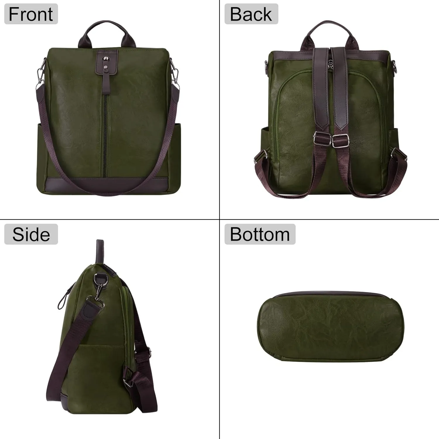 Ladies Anti-Theft Leather Backpack Women Vintage Shoulder Bag Travel Rucksack Womens Casual Daypacks Working Bags Multi Pocket Soft Leather Lightweight 20L
