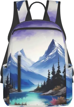 Laptop Backpack 14.7 Inch with Compartment Mountains Painting Laptop Bag Lightweight Casual Daypack for Travel