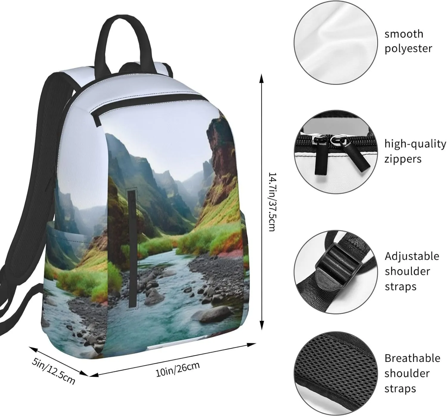 Laptop Backpack 14.7 Inch with Compartment Valley Rivers Laptop Bag Lightweight Casual Daypack for Travel