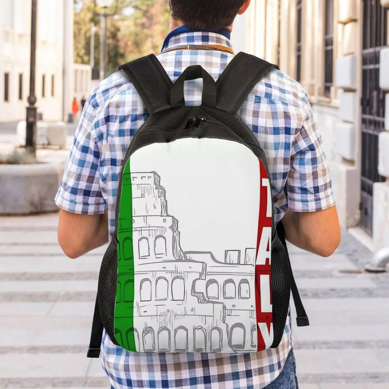 Laptop Backpack 16.1 Inch with Compartment Roman Italian Flag Laptop Bag Lightweight Casual Daypack for Travel