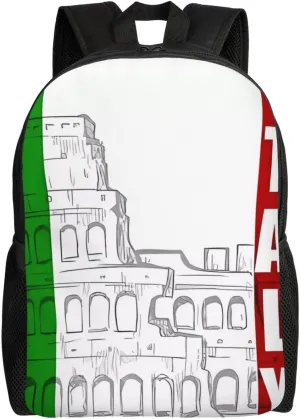 Laptop Backpack 16.1 Inch with Compartment Roman Italian Flag Laptop Bag Lightweight Casual Daypack for Travel