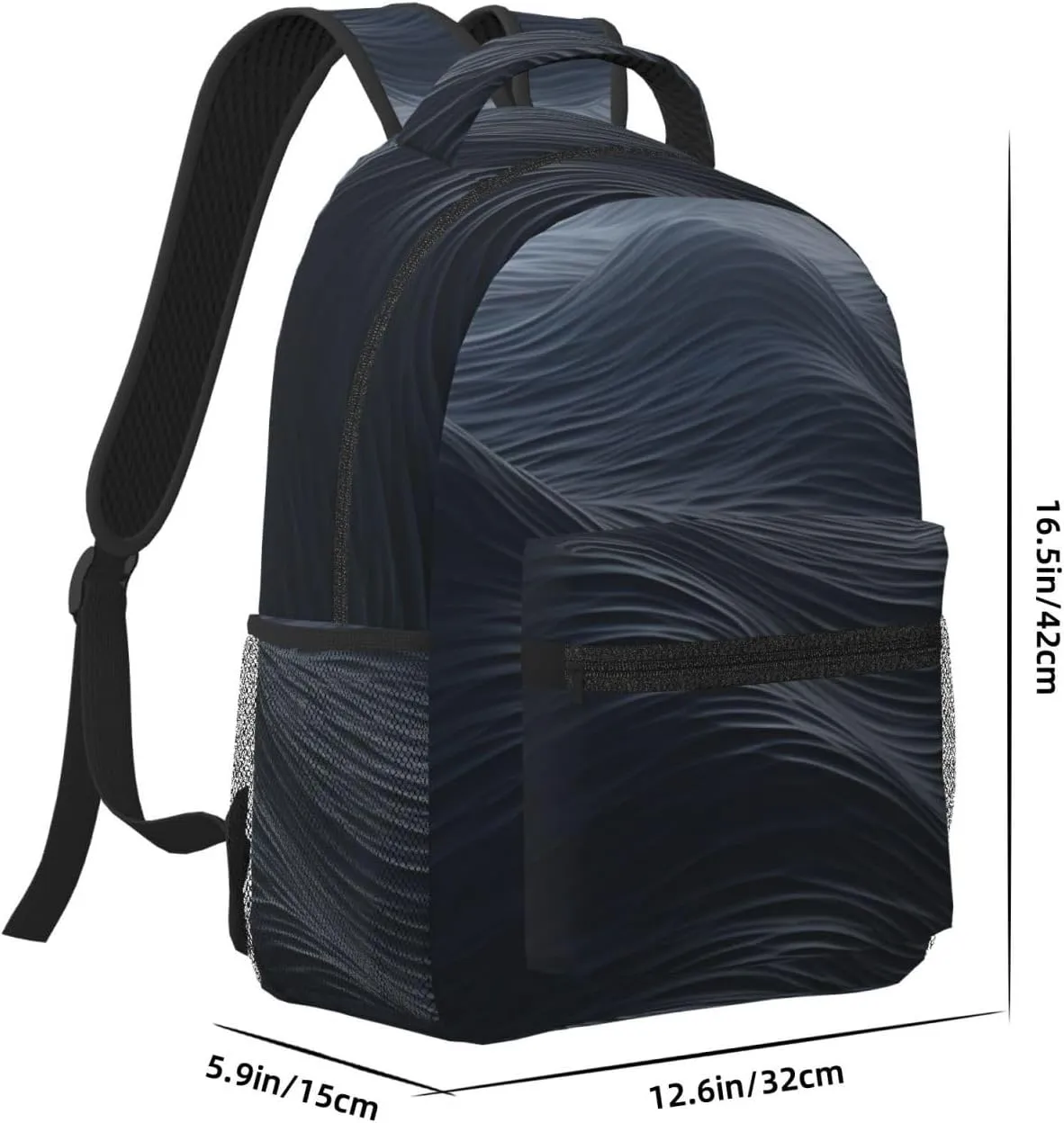 Laptop Backpack for Men Women Lightweight Travel Backpack Deep black waves Daypack Laptop Bag for Travel