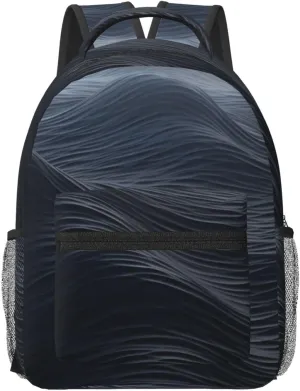Laptop Backpack for Men Women Lightweight Travel Backpack Deep black waves Daypack Laptop Bag for Travel