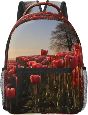 Laptop Backpack for Men Women Lightweight Travel Backpack Flower Field Daypack Laptop Bag for Travel