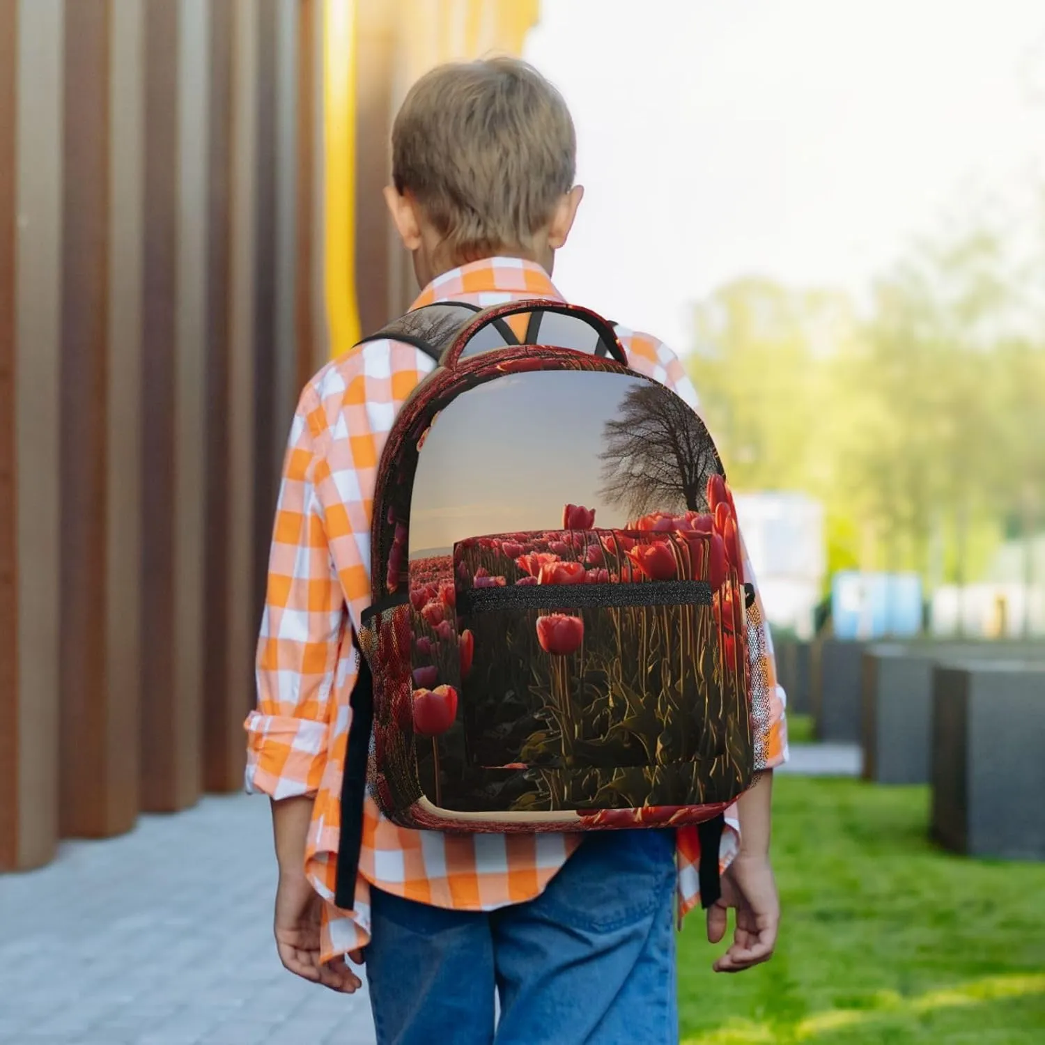 Laptop Backpack for Men Women Lightweight Travel Backpack Flower Field Daypack Laptop Bag for Travel