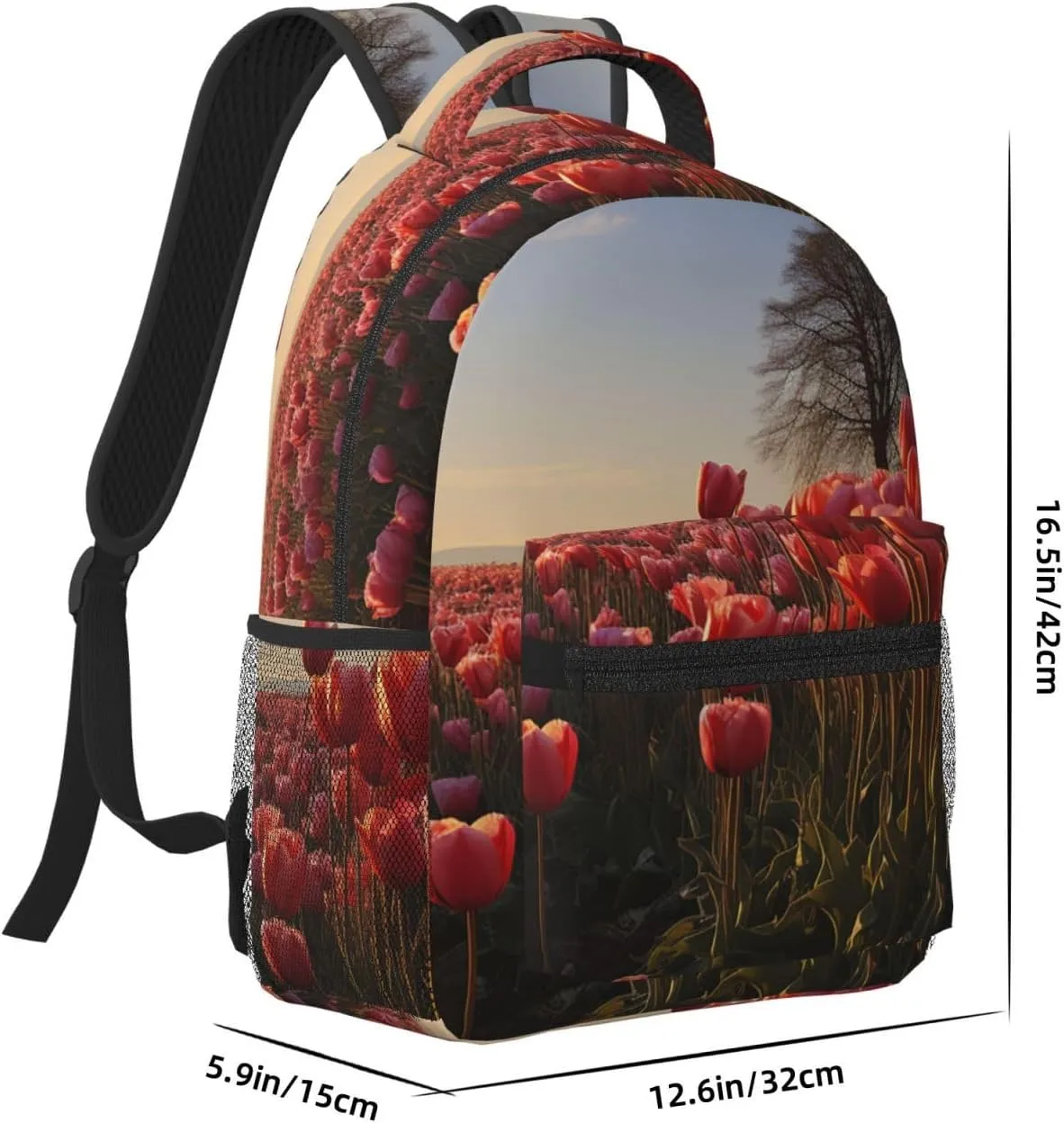 Laptop Backpack for Men Women Lightweight Travel Backpack Flower Field Daypack Laptop Bag for Travel